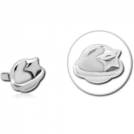 SURGICAL STEEL PUSH FIT ATTACHMENT FOR BIOFLEX INTERNAL LABRET - EYE STAR PIERCING