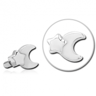 SURGICAL STEEL PUSH FIT ATTACHMENT FOR BIOFLEX INTERNAL LABRET - CRESCENT AND STAR PIERCING