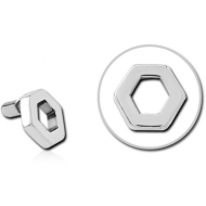 SURGICAL STEEL PUSH FIT ATTACHMENT FOR BIOFLEX INTERNAL LABRET - HEXAGON PIERCING