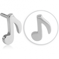 SURGICAL STEEL PUSH FIT ATTACHMENT FOR BIOFLEX INTERNAL LABRET - MUSICAL NOTE PIERCING