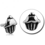 SURGICAL STEEL PUSH FIT ATTACHMENT FOR BIOFLEX INTERNAL LABRET - CUPCAKE PIERCING