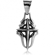 SURGICAL STEEL PENDANT - CROSS IN MOUTH