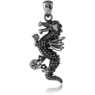 SURGICAL STEEL JEWELLED PENDANT - DRAGON