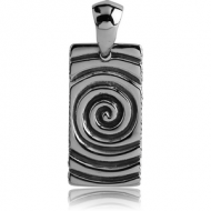 SURGICAL STEEL PENDANT - MAZE ON RECTANGLE