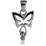 SURGICAL STEEL JEWELLED PENDANT - BUTTERFLY