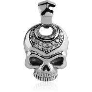 SURGICAL STEEL JEWELLED PENDANT - SKULL