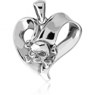 SURGICAL STEEL PENDANT - HEART WITH SKULL