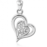 SURGICAL STEEL JEWELLED PENDANT - HEART