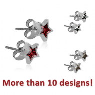 SURGICAL STEEL PICTURE EAR STUDS - STAR