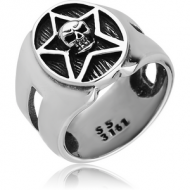 SURGICAL STEEL RING - STAR WITH SKULL