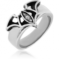 SURGICAL STEEL JEWELLED RING - BAT