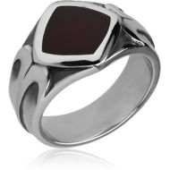 SURGICAL STEEL RING WITH GARNET - ROMBUS