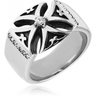 SURGICAL STEEL JEWELLED RING - CELTIC X