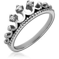 SURGICAL STEEL JEWELLED RING - CROWN