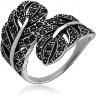 SURGICAL STEEL JEWELLED RING - TWO LEAF