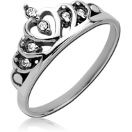 SURGICAL STEEL JEWELLED RING - CROWN
