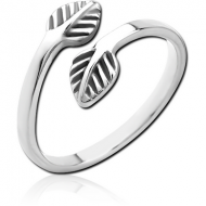 SURGICAL STEEL OPEN RING - LEAF