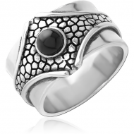 SURGICAL STEEL RING WITH ONYX