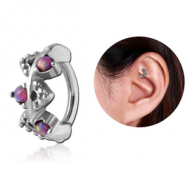SURGICAL STEEL SYNTHETIC OPAL ROOK CLICKER - FILIGREE PIERCING