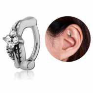 SURGICAL STEEL JEWELLED ROOK CLICKER - LEAF PIERCING