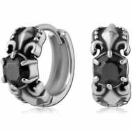 SURGICAL STEEL JEWELLED HUGGIES PAIR - FLEUR DE LIS