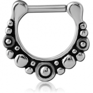 SURGICAL STEEL HINGED SEPTUM CLICKER - FILIGREE PIERCING