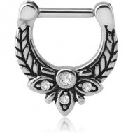 SURGICAL STEEL JEWELLED HINGED SEPTUM CLICKER - FILIGREE PIERCING