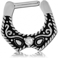 SURGICAL STEEL JEWELLED HINGED SEPTUM CLICKER - FILIGREE PIERCING