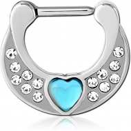 SURGICAL STEEL JEWELLED HINGED SEPTUM CLICKER RING PIERCING