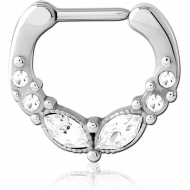 SURGICAL STEEL JEWELLED HINGED SEPTUM CLICKER RING PIERCING