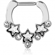 SURGICAL STEEL JEWELLED HINGED SEPTUM CLICKER RING