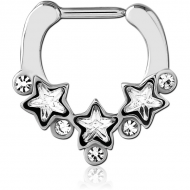 SURGICAL STEEL JEWELLED HINGED SEPTUM CLICKER RING PIERCING