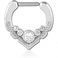 SURGICAL STEEL JEWELLED HINGED SEPTUM CLICKER RING PIERCING