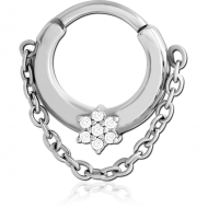 SURGICAL STEEL JEWELLED HINGED SEPTUM CLICKER RING PIERCING