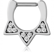 SURGICAL STEEL JEWELLED HINGED SEPTUM CLICKER RING PIERCING