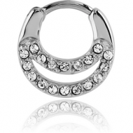 SURGICAL STEEL ROUND JEWELLED HINGED SEPTUM CLICKER PIERCING