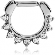 SURGICAL STEEL ROUND VALUE JEWELED HINGED SEPTUM CLICKER RING