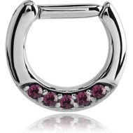 SURGICAL STEEL ROUND JEWELLED HINGED SEPTUM CLICKER