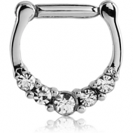 SURGICAL STEEL ROUND VALUE JEWELLED HINGED SEPTUM CLICKER PIERCING