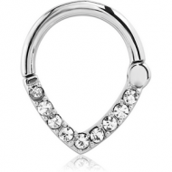 SURGICAL STEEL ROUND VALUE JEWELLED HINGED SEPTUM CLICKER PIERCING