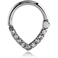 SURGICAL STEEL ROUND JEWELLED HINGED SEPTUM CLICKER