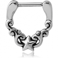 SURGICAL STEEL HINGED SEPTUM CLICKER - STAR PIERCING