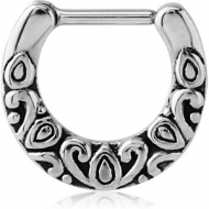 SURGICAL STEEL HINGED SEPTUM CLICKER - FILIGREE PIERCING