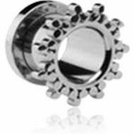 STAINLESS STEEL THREADED TUNNEL WITH SURGICAL STEEL TOP - SUNBURST PIERCING