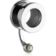 STAINLESS STEEL THREADED TUNNEL WITH SURGICAL STEEL TOP WITH SYNTHETIC PEARL PIERCING