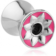 SURGICAL STEEL DOUBLE FLARED TUNNEL WITH ENAMEL - FLOWER PIERCING