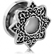 STAINLESS STEEL THREADED TUNNEL WITH SURGICAL STEEL TOP - STAR FILIGREE