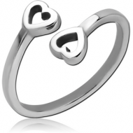 SURGICAL STEEL TOE RING - TWO HEARTS