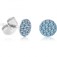 SURGICAL STEEL VALUE JEWELLED ROUND EAR STUDS PAIR