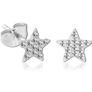 SURGICAL STEEL VALUE JEWELLED STAR EAR STUDS PAIR